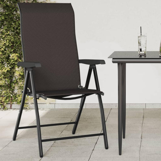 Pack of 8 Folding Garden Chairs Synthetic Rattan Black Coffee Brown Durable PE Material with Adjustable Height Comfortable Backrest and Armrests Foldable Design - QUORE
