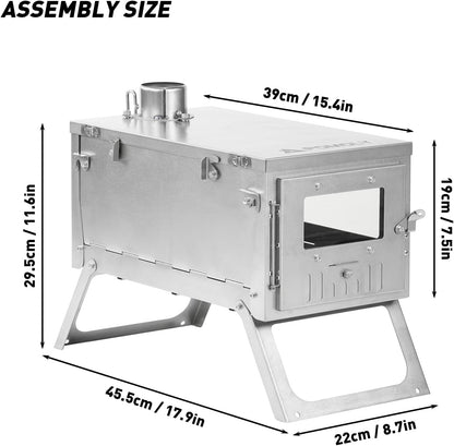 POMOLY Ti 0.6 Lichte titanium kachel, draagbaar, voor camping, outdoor, 3 m slang