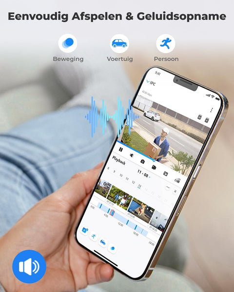 Beveiligingscamera - WiFi-beveiligingscamera - Camerabewaking - Draadloos - voor Buiten - 2.4-5GHz WiFi - CCTV - IP-camera - met Persoon - Voertuigdetectie - IP66 - Nachtvisie - met Bewegingsdetectie - Micro-SD Kaartsleuf - Timelapse - Zwart