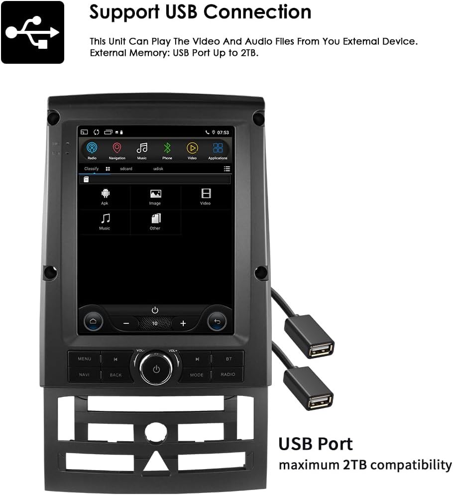Ossuret Autoradio voor Peugeot 407 (2004-2011), 9,7 Inch Android 14 Touchscreen 2+64GB GPS Navigatie met Carplay Android Auto DSP Stuurwielbediening Bluetooth Ondersteunt OBD2 DAB+ TPMS DVR