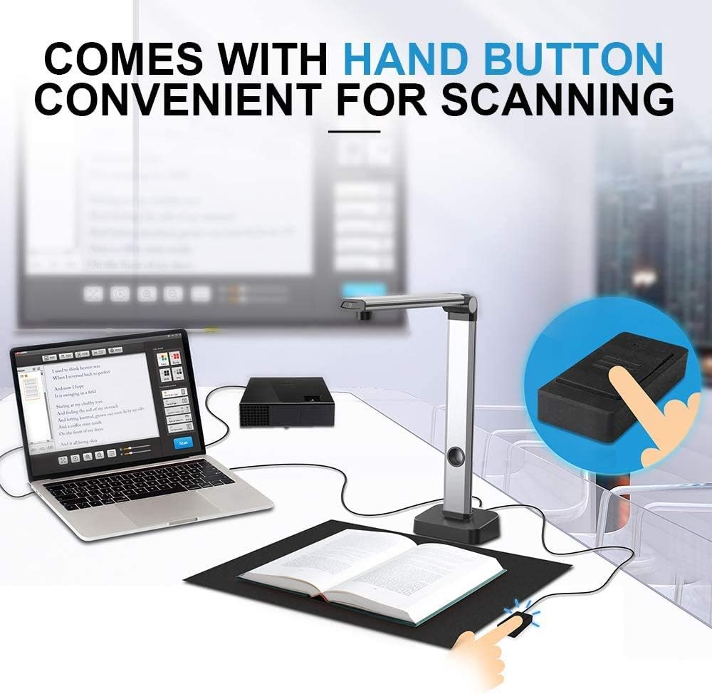 JOYUSING 14MP HD draagbare USB-overheadscanner - Scan documenten Meertalige OCR, snel scannen, converteren naar PDF/Word/Txt/Excel op Windows en PDF op Mac-systeem