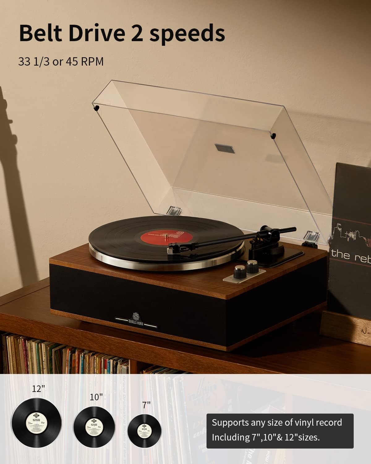 Platenspeler – Draaitafel – Vinylspeler – Bluetooth Platenspeler – Hifi Platenspeler – Met Geïntegreerde Luidsprekers – 33/45 Rpm En Ingebouwde Phono-Voorversterker