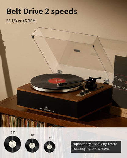 Platenspeler – Draaitafel – Vinylspeler – Bluetooth Platenspeler – Hifi Platenspeler – Met Geïntegreerde Luidsprekers – 33/45 Rpm En Ingebouwde Phono-Voorversterker