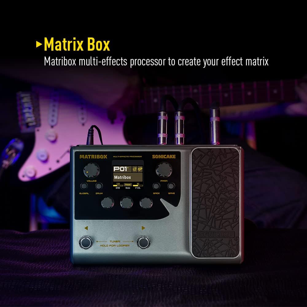 SONICAKE Multi Effecten Processor met Expressie Pedaal Gitaar Basversterker Modellering IR Kasten Simulatie Stereo OTG USB Audio Interface Matribox