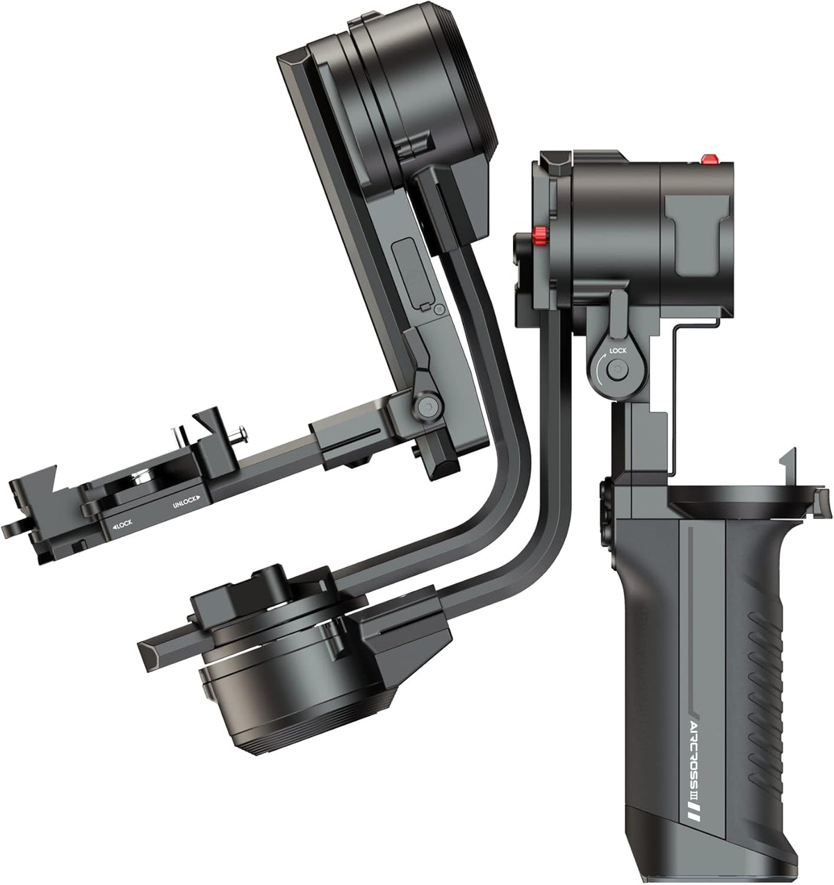 Moza Aircross 3 elektronische opvouwbare 3-assige gimbalstabilisator voor spiegelloze camera's (maximaal laadvermogen (3,2 kg/7 lbs) - zwart