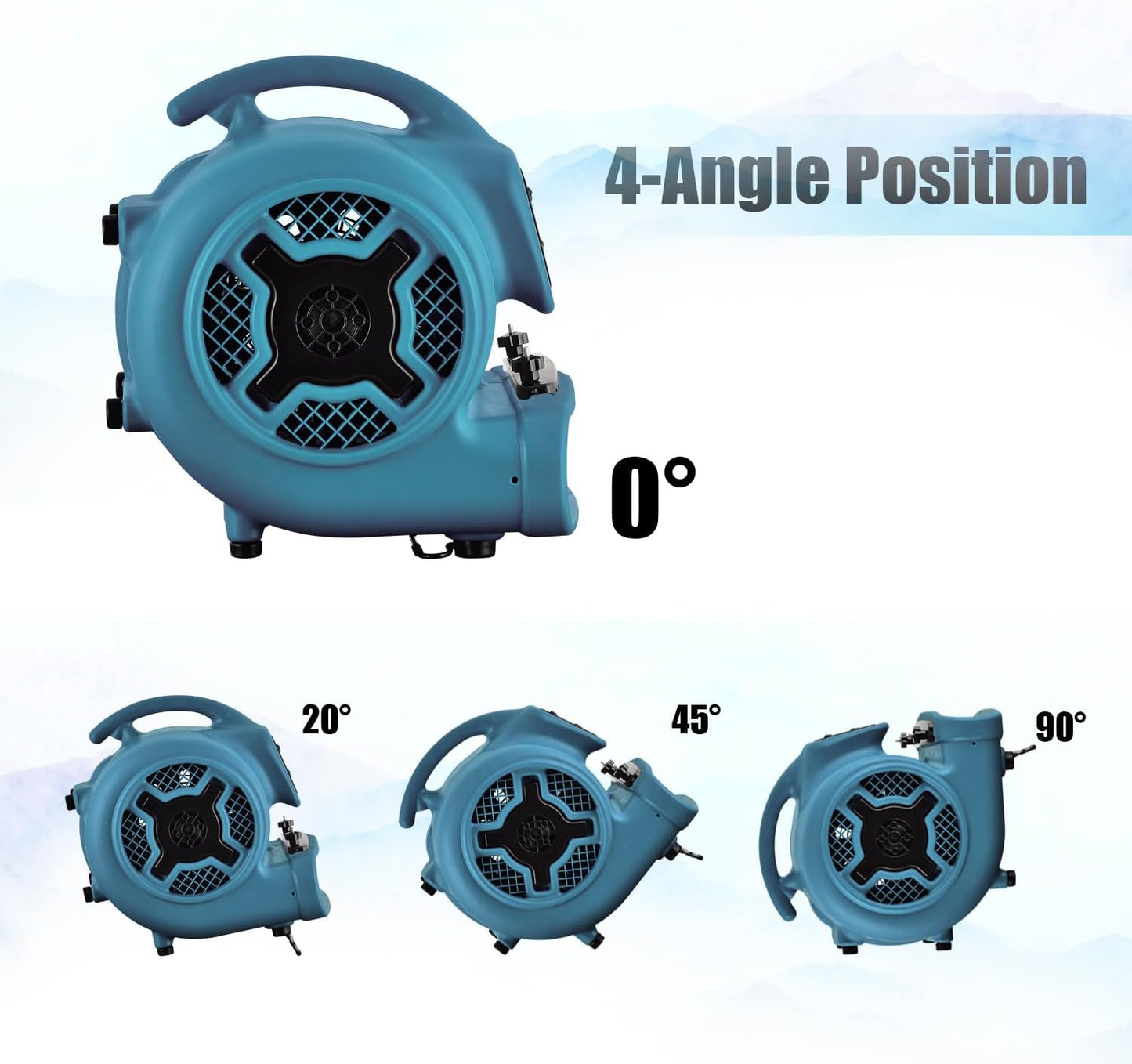 XPower Mighty Centrifugal Air Mover, Carpet Dryer, Floor Fan, Blower, Stackable, Daisy Chain, for Water Damage Restoration, Janitorial, Plumbing, Home Use (Blau, P-800TC 3200CFM)