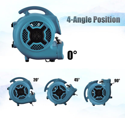 XPower Mighty Centrifugal Air Mover, Carpet Dryer, Floor Fan, Blower, Stackable, Daisy Chain, for Water Damage Restoration, Janitorial, Plumbing, Home Use (Blau, P-800TC 3200CFM)