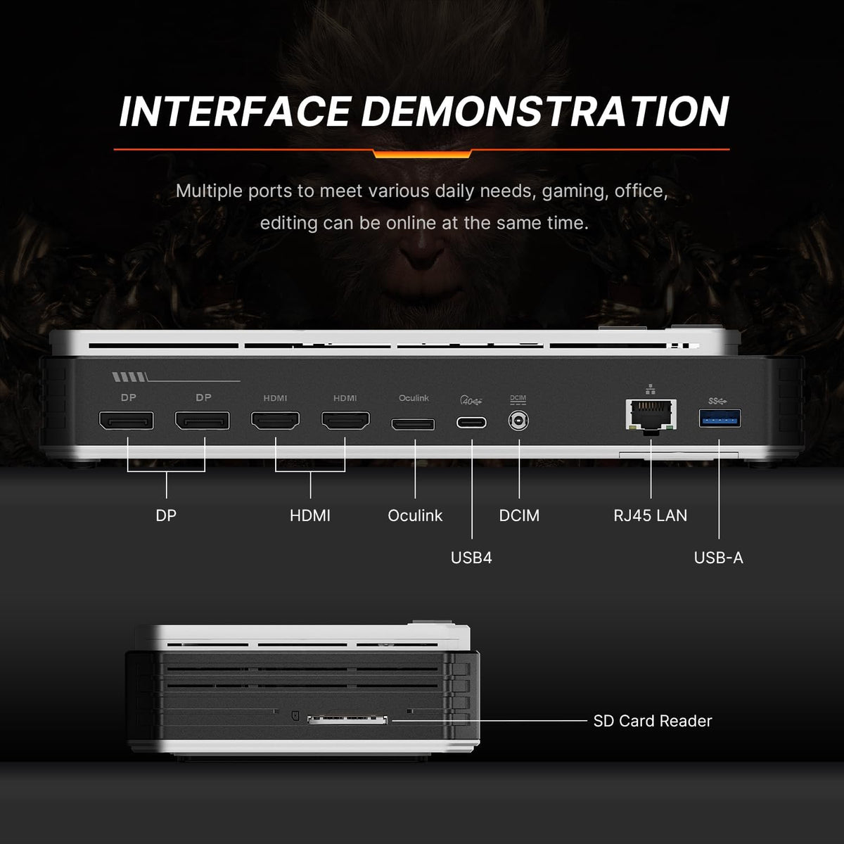 eGPU Dock – Externe Graphics Dock – Grafische Kaart Docking – Laptop GPU Expander – Externe GPU Behuizing – AMD Radeon RX 7600M XT 8GB GDDR6 – USB4.0 & Oculink Connectiviteit – M.2 NVMe SSD Slot – 4K Quad Display Support