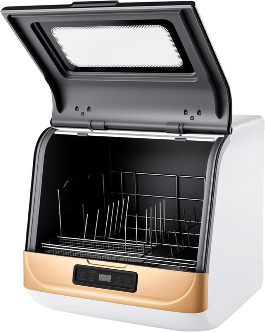 DWS-T05 Table Dishwasher, Capacity 4-6 Place Settings, 3 Washing Programs (30-50 min.), 800 W, Residual Heat Drying incl. Ideal for Kitchen/Motorhome - QUORE
