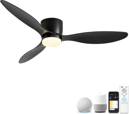 Plafondventilator, diameter 106 cm, met licht en afstandsbediening, omkeerbare DC-motor, stil, 6 snelheden, 3 CCT, led-plafondlamp voor slaapkamer en woonkamer, zwart