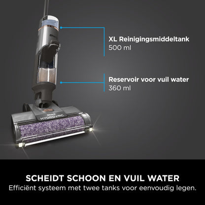 Shark HydroVac Draadloze Vloerreiniger met Antimicrobiële Borstelrol & Geur-Neutraliserende Multi-Oppervlakte Oplossing, Zelfreinigend, Zuigt & Dweilt Natte & Droge Vlekken, Grijs WD210EU