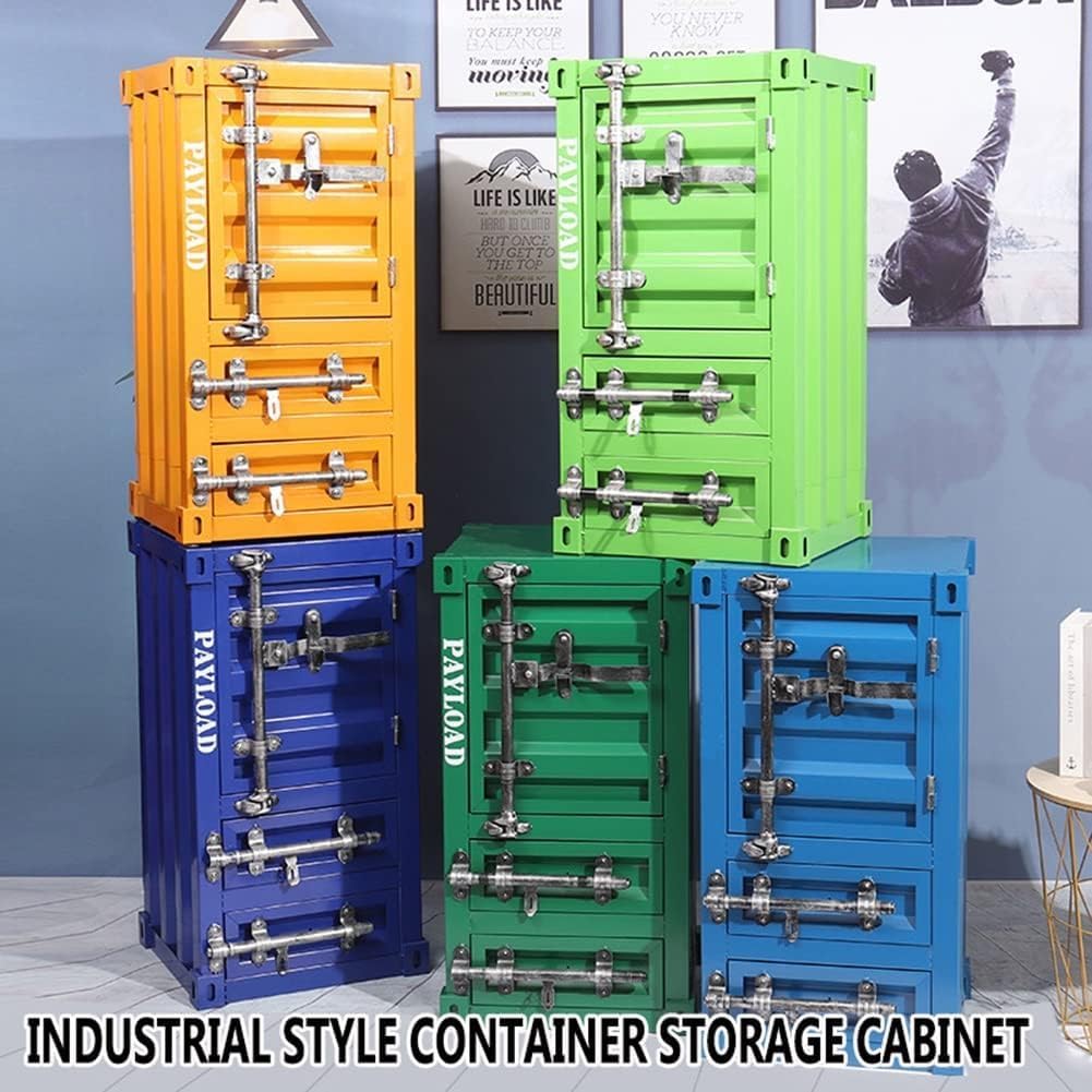 Metal Locker Cabinet Industrial Style - Creative Container Bedside Storage Cabinets For Home, Restaurant, Bar, Gym - Metal Storage Cabinet With Drawer(Color:C) - QUORE