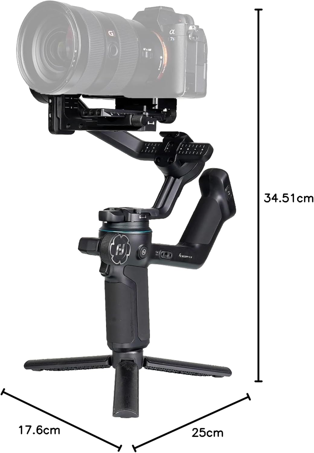 FeiyuTech [Officieel] SCORP-C 2 3-assige camera gimbal – AI Tracking 4.0, bedieningspaneel met knoppen, 3,5 kg draagvermogen, native verticale opname, Bluetooth-bediening, gimbal voor beginners