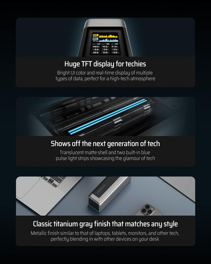 CUKTECH 20 powerbank, 25000 mAh, 210 W, draagbare oplader met 3 poorten, laptoplader, USB C PD 140 W, digitaal display, snel opladen voor laptop, MacBookPro, GalaxyS23, iPhone15