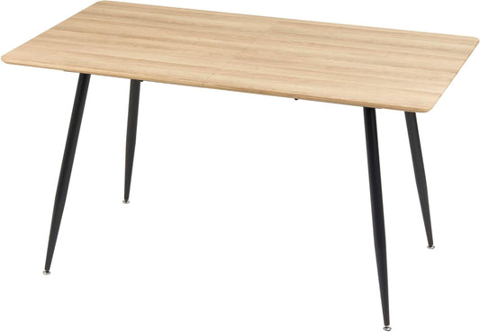 HOMCOM Dining Table, Kitchen Table, Dining Table for 4 People, Dining Table, Living Room Table with Wood Effect, Steel Legs, 140 x 80 x 76 cm, Natural - QUORE