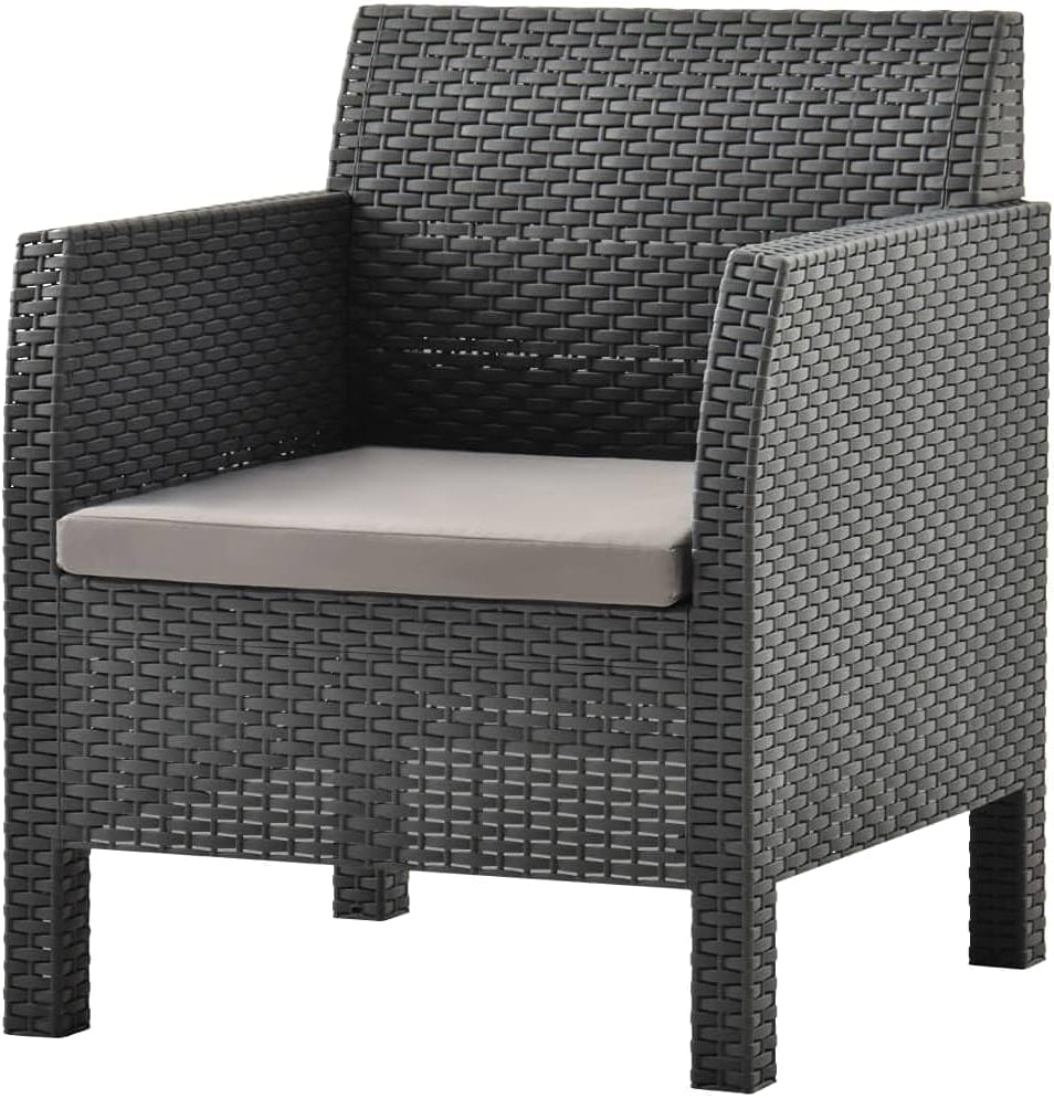 Garden Chair with Cushion PP Rattan Anthracite Outdoor Dining Chairs Outdoor Chairs Patio Patio Garden Yard - QUORE