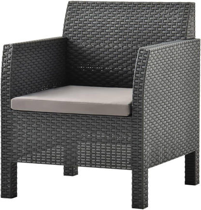 Garden Chair with Cushion PP Rattan Anthracite Outdoor Dining Chairs Outdoor Chairs Patio Patio Garden Yard - QUORE