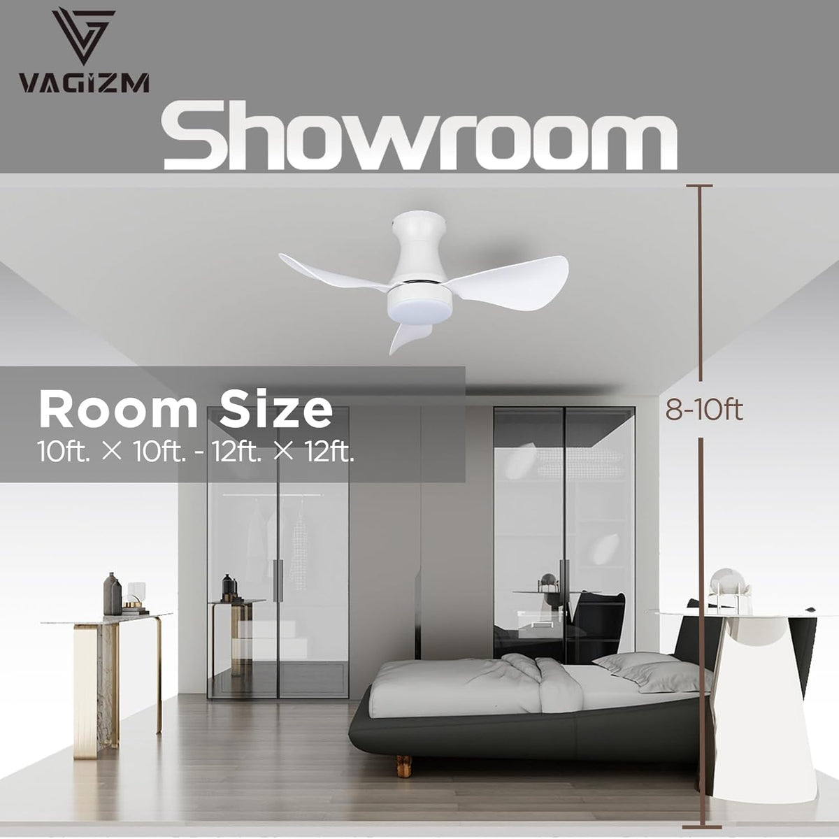 Plafondventilator met Lamp voor Slaapkamer: 76 cm Stille Plafondventilator met Afstandsbediening - 6 Snelheden en 3CCT - Omkeerbare DC-Motor - 5 Vellen 04