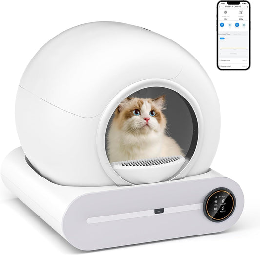 Zelfreinigende kattenbak, elektrisch, XXL, automatische kattenbak met app-bediening, gesloten Smart Cat Litter Box voor grote katten, zelfreinigend en geurcontrole