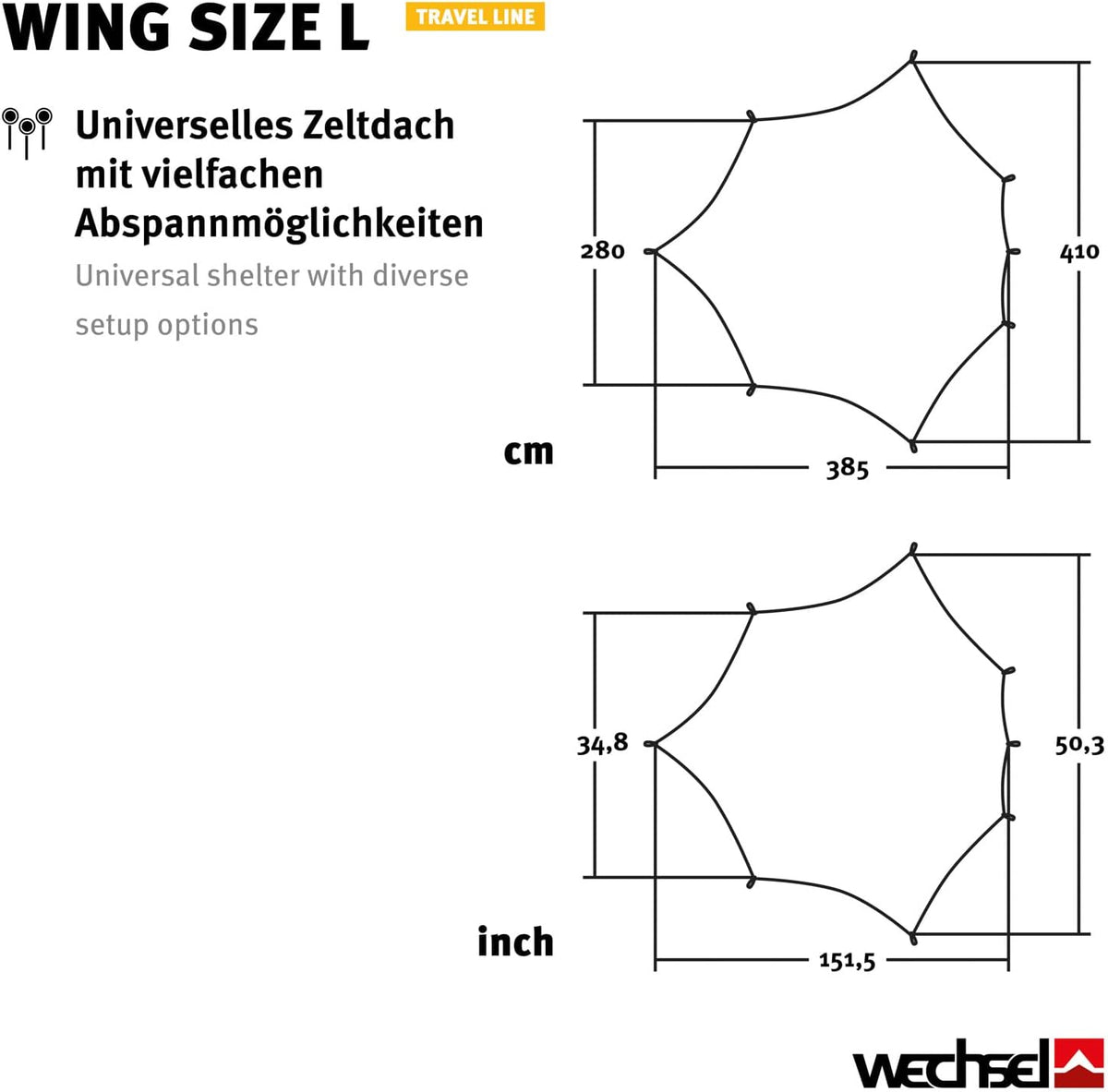 Wechsel Tents Wing L – Stevige Waterdichte Canvas Luifel voor Tenten en Hangmatten - Travel Line