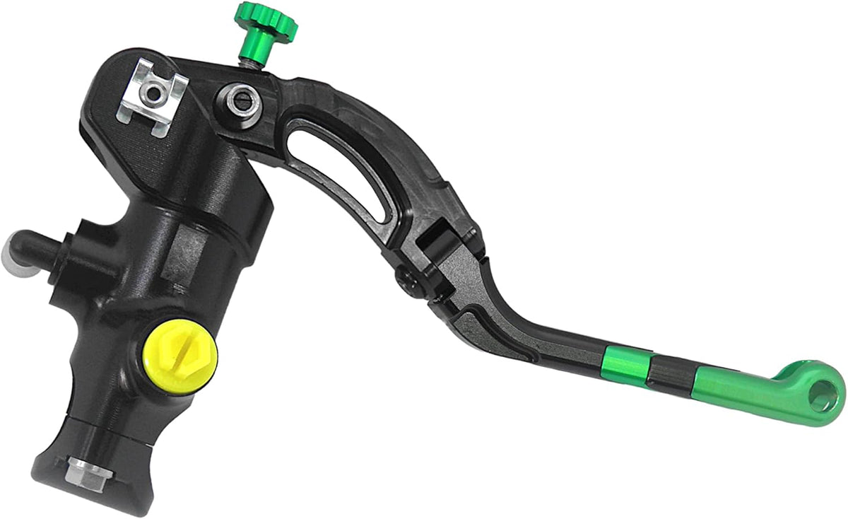 Gesmede koppelingspomp 16 x 16 met lichaamspomp zwart geanodiseerd, hendel revolutie lang groen (knop + inzet) voor Ducati Scrambler Mach 2.0 van 2018 tot 2018, CC 800