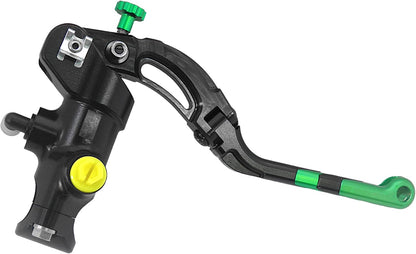 Gesmede koppelingspomp 16 x 16 met lichaamspomp zwart geanodiseerd, hendel revolutie lang groen (knop + inzet) voor Ducati Scrambler Mach 2.0 van 2018 tot 2018, CC 800