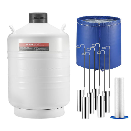 VEVOR Vloeibare stikstoftank, 30 liter, vloeibare stikstofcontainer, aluminiumlegering, 6 containers, draagtas met riem, cryogene tank voor de schoonheidsindustrie, wetenschap