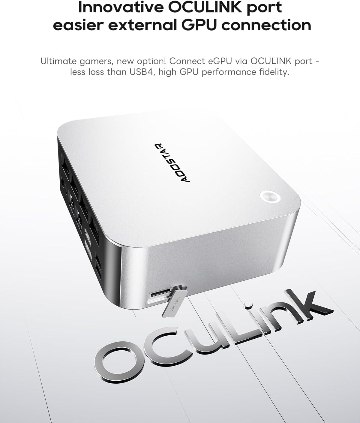 AOOSTAR MACO Mini PC Ryzen 7 PRO 8845HS(tot 5,1GHz), Barebone Mini-desktopcomputer, geen RAM geen M.2 SSD, micro-gaming-pc OCuLink/2xUSB4/2x2,5G LAN/4K quad-display/ontgrendelen van vingerafdruk