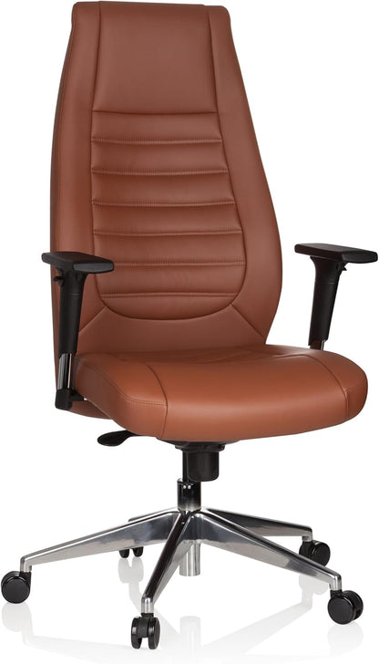 hjh OFFICE 600989 XXL directiestoel Vitoro kunstleer bruin bureaustoel met hoge rugleuning