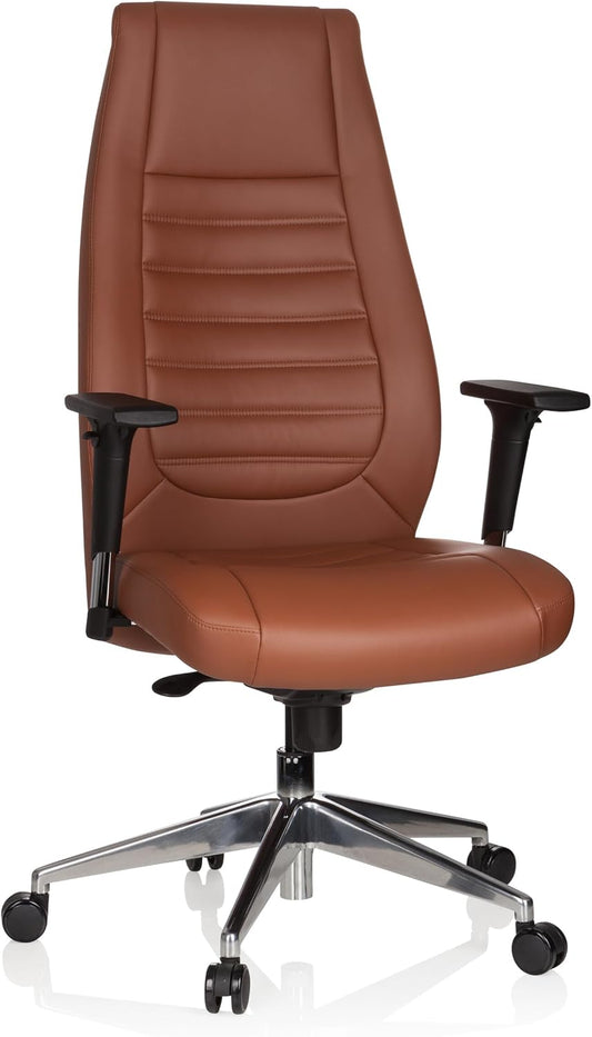 hjh OFFICE 600989 XXL directiestoel Vitoro kunstleer bruin bureaustoel met hoge rugleuning