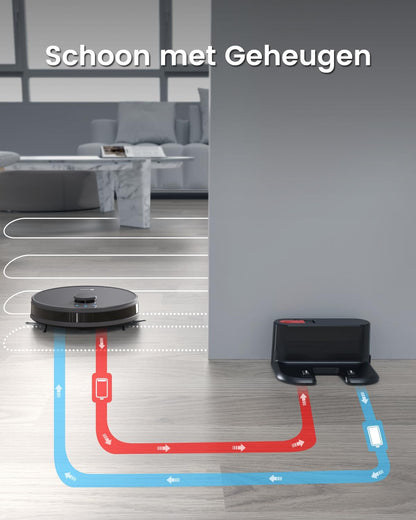 Robotstofzuiger – Robotstofzuiger met dweilfunctie – Automatische stofzuiger – Slimme schoonmaker – Vloerreiniger – 5500 Pa Zuigkracht – LiDAR Navigatie met Virtuele Zones
