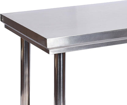 Wiltec roestvrijstalen werktafel met legbord 120x60x85 cm, hoogteverstelbare arbeidstafel voor horeca en keuken, tafel voor werkplaats tuin kelder