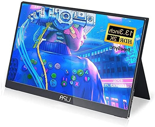 Lipa HDR-50 Portable Monitor 2K 13.3" / Portable Screen/HDMI / 2x USB C/With Case and Kickstand/Also for Consoles / 2560 x 1440 Pixels/Dual Speakers - QUORE