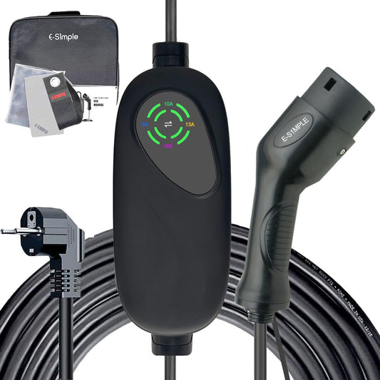 EV-lader – Elektrische Autolader – Laadadapter – Oplader – Schuko Lader – Instelbare Laadstroom – 10 Meter Kabel
