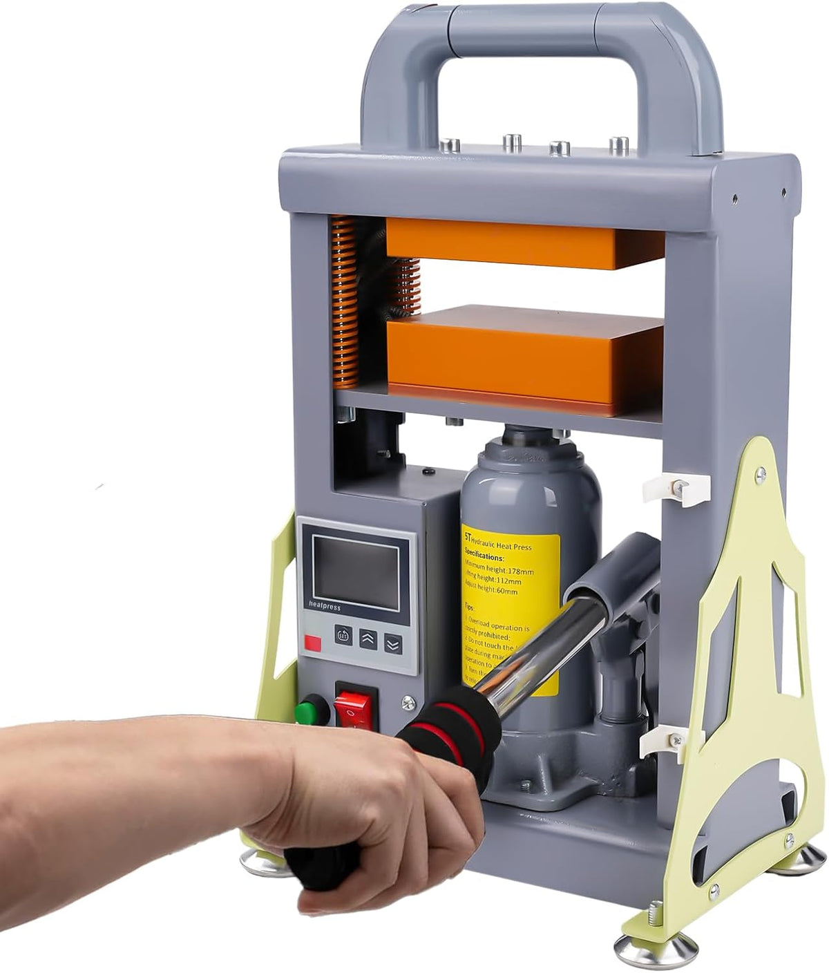 Victool Rosin Presse 5T, 600 W hydraulische hete pers, dubbelzijdige verwarming, extractiemachine voor colofonium, droogbloemen, bloemen, bloemenplantenextracten, nauwkeurige controller