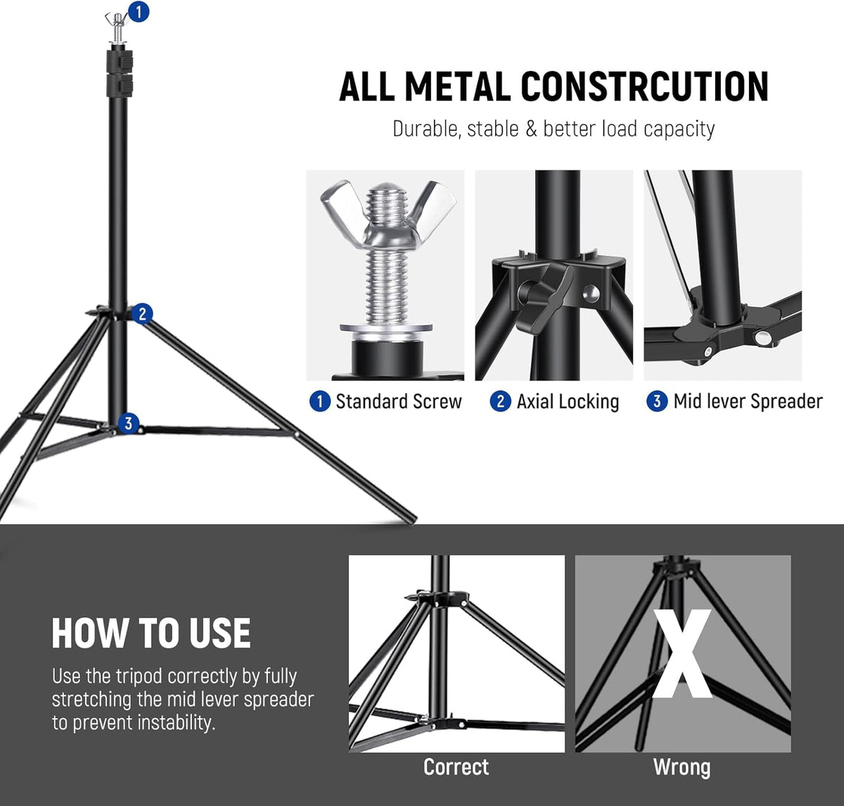 NEEWER Fotostudio achtergrondsteunsysteem, 3 m breed, 2 m hoog, verstelbare achtergrondstandaard met 4 dwarsstangen, 6 achtergrondklemmen, 2 zandzakken, draagtas voor portretstudio-fotografie, 3 stuks