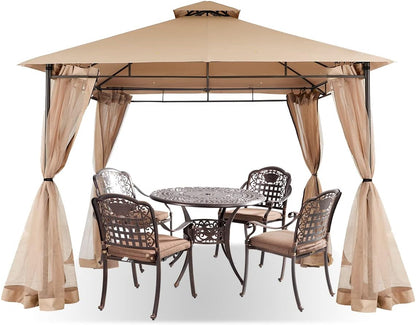 Sekey Paviljoen 3 x 3 cm, waterdicht, stabiel, winterbestendig, met 4 muggennetten, voor tuin, binnenplaats, terras, partytent, tuintent voor festivals, evenementen, feesten, picknick, kaki