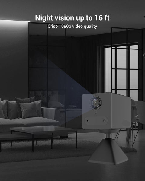 Beveiligingscamera Binnen - WiFi-bewakingscamera - Draadloze IP-camera - met 2000 mAh Batterij - PIR-Persoonsherkenning, IR-Nachtzicht - 2-weg Audio - Ondersteunt SD-kaart tot 512 GB - Zwart