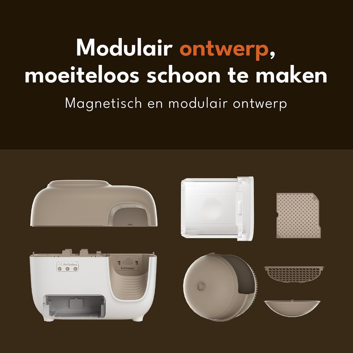 Snow+ Zelfreinigende kattenbak, automatische kattenbak met app-besturing/veiligheidsbescherming, extra grote slimme robotkattenbak, geschikt voor meerdere katten van 1,5-9 kg