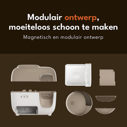 Snow+ Zelfreinigende kattenbak, automatische kattenbak met app-besturing/veiligheidsbescherming, extra grote slimme robotkattenbak, geschikt voor meerdere katten van 1,5-9 kg