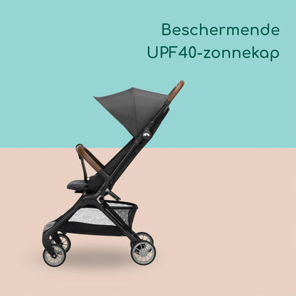 Bebeconfort Zephir Compact Baby Stroller 0-4 Years (Max 22 kg), Lightweight Travel Pram (5.6 kg), Airplane Cab, Flat Reclining and Tilting Storage Basket, Mineral Graphite - QUORE