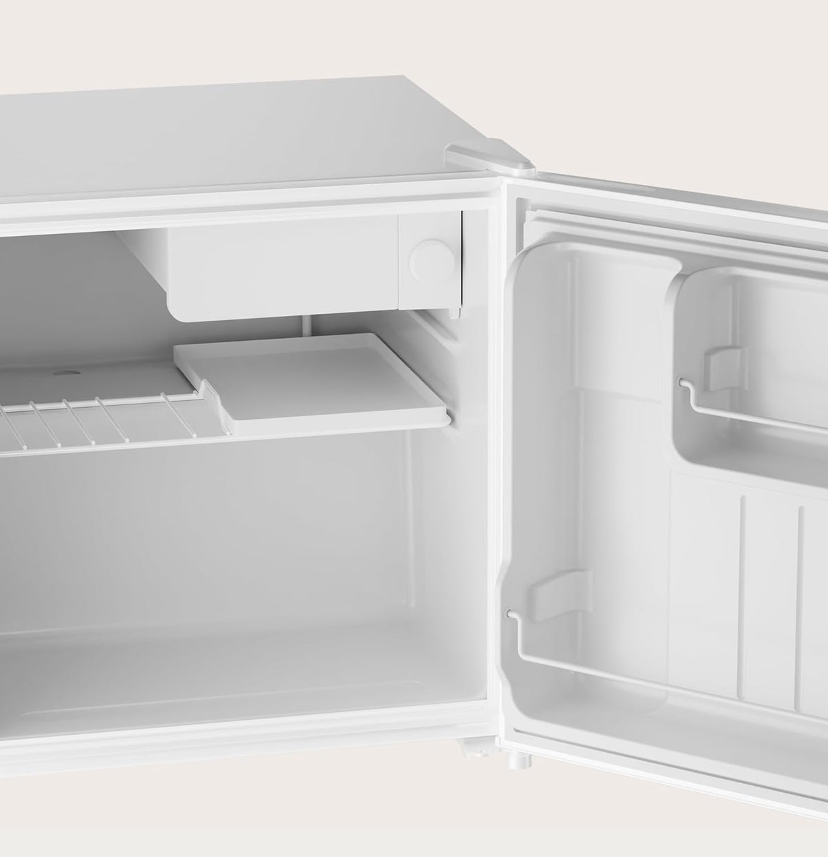 EVVO Mini-koelkast F22, 46 l, wit, energiebesparend 80 kWh/jaar, 41 dB, compact 48,5 cm, ideaal voor slaapkamer, kantoor en studio, stille mini-koelkast voor dranken en snacks