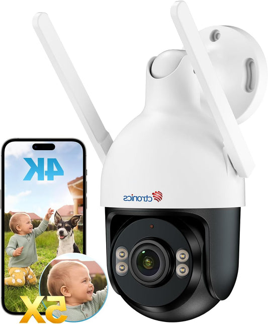 4K Wifi Beveiligingscamera – Beveiligingscamera Buiten – PTZ Camera – Draadloze Camera – Bewakingscamera – 5x Zoom – Mensdetectie & Kleuren Nachtzicht