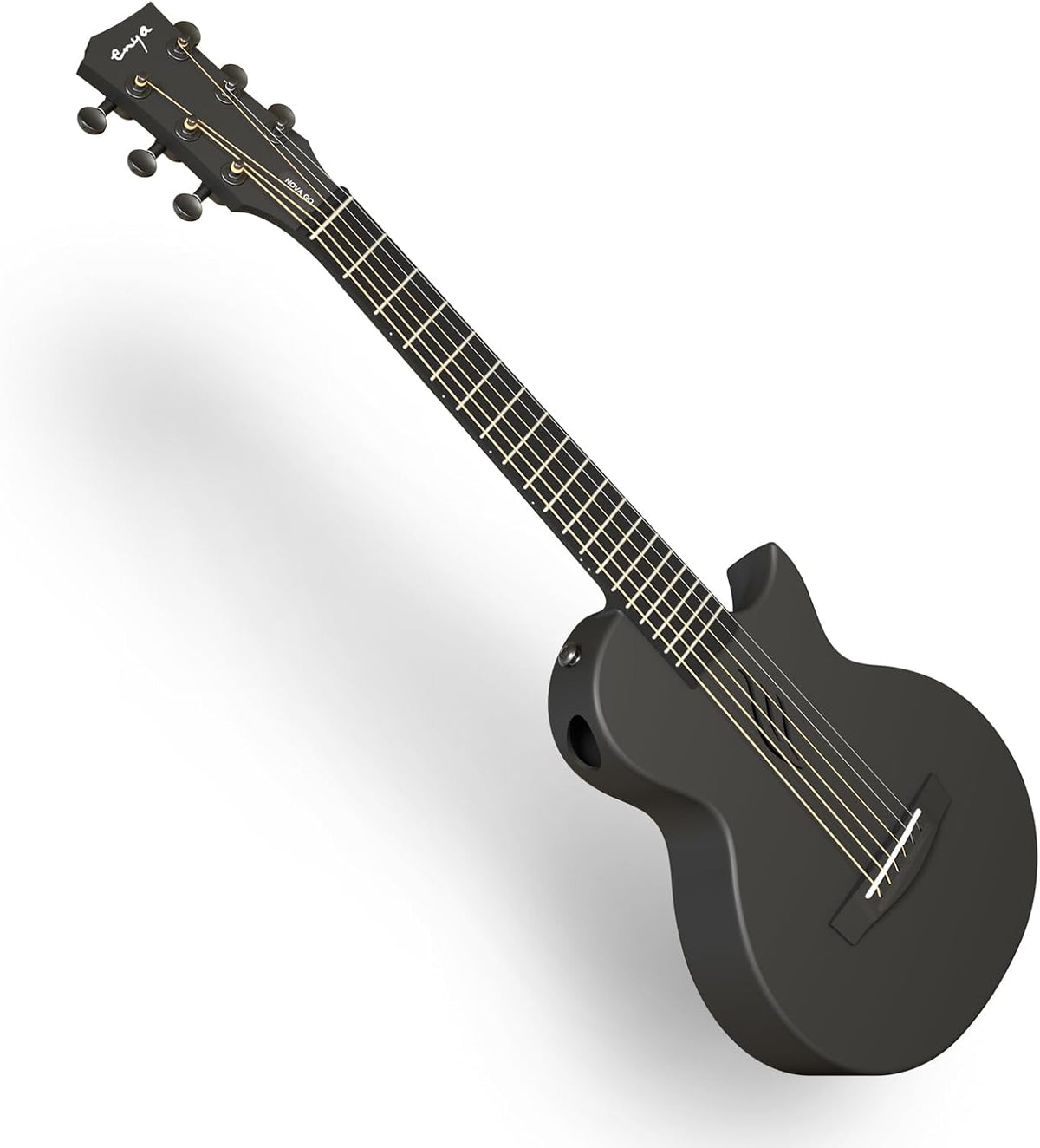 Enya Nova Go Mini-gitaar, zwart, 1/4 van koolstofvezel, voor kinderen, volwassenen, beginners, reisgitaar, muzikale opvoeding voor kinderen, cadeau voor Pasen, verjaardag, Kerstmis