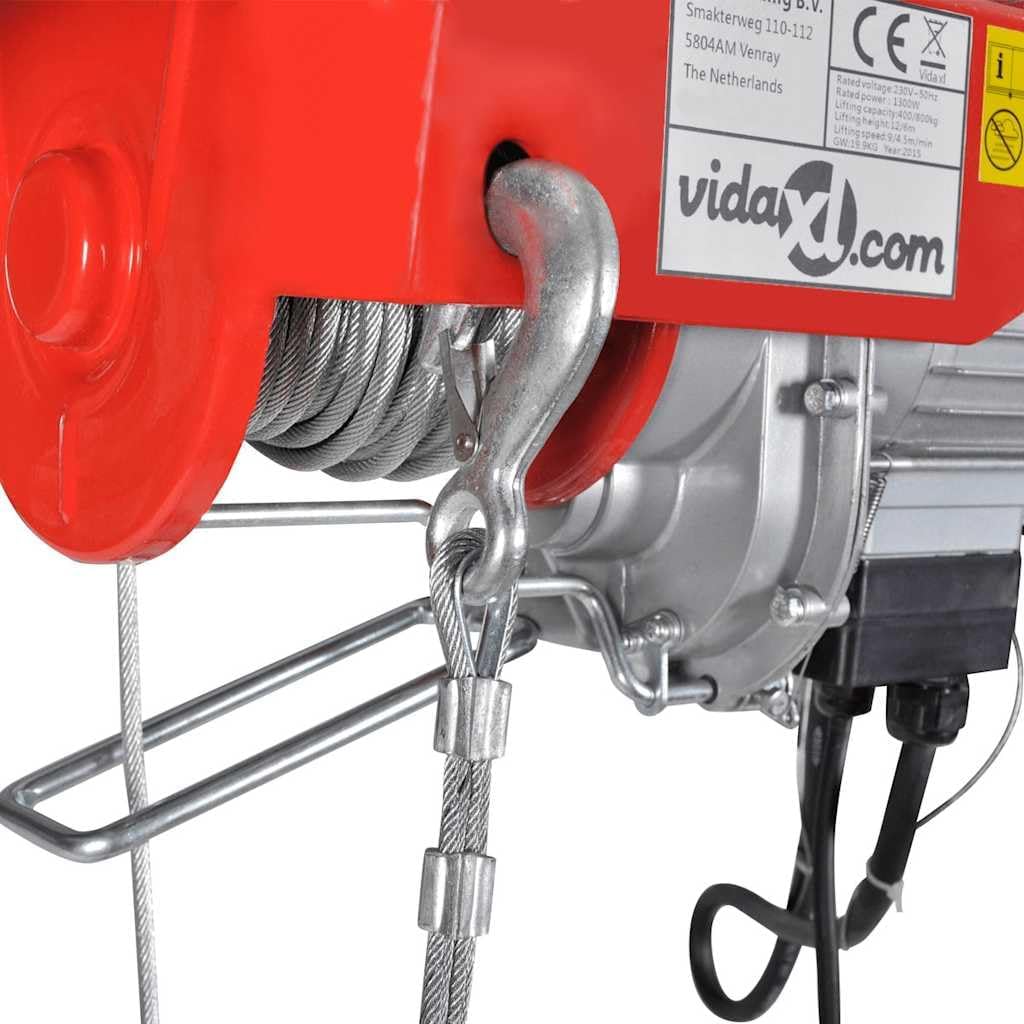vidaXL Elektrische Lier (1000 W, 300/600 kg) Lier Elektrisch Electrisch Takel