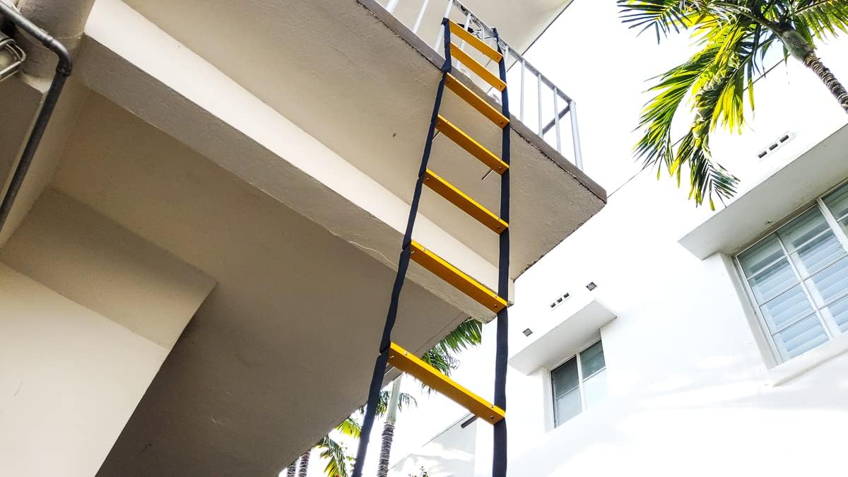ISOP Brandvluchtladders 4 m | Intrekbare ladders voor Huizen met 2 Verdiepingen | Compact en Draagbaar | Touwladder Geschikt voor Raamontsnapping
