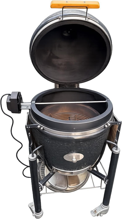 draaispit van aluminium voor Kamado BBQ Large, compatibel met Monolith Classic 2.0, Big Green Egg Large, Kamado Joe Large - grillspit, rotisserie, garen, keramische grill