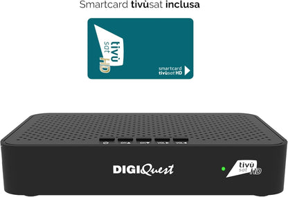 DIGIQUEST Tivùsat Classic Q10 Satellietontvanger, HD tivùsat, mediaspeler, 2-in-1 afstandsbediening en Tivùsat smartcard inbegrepen, zwart
