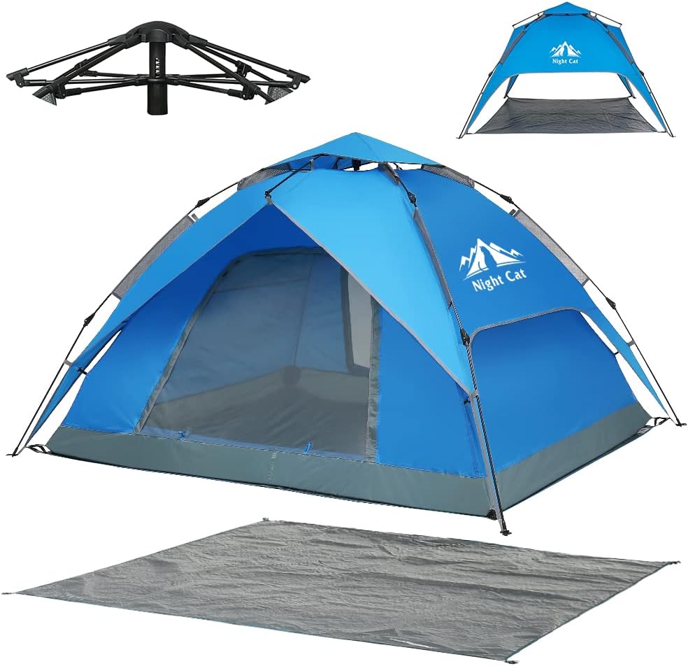 Night Cat Camping Tent 2 3 4 Persoon Man Waterdicht Gemakkelijk Set Up Nemen Up Dome Familie Tent Automatische