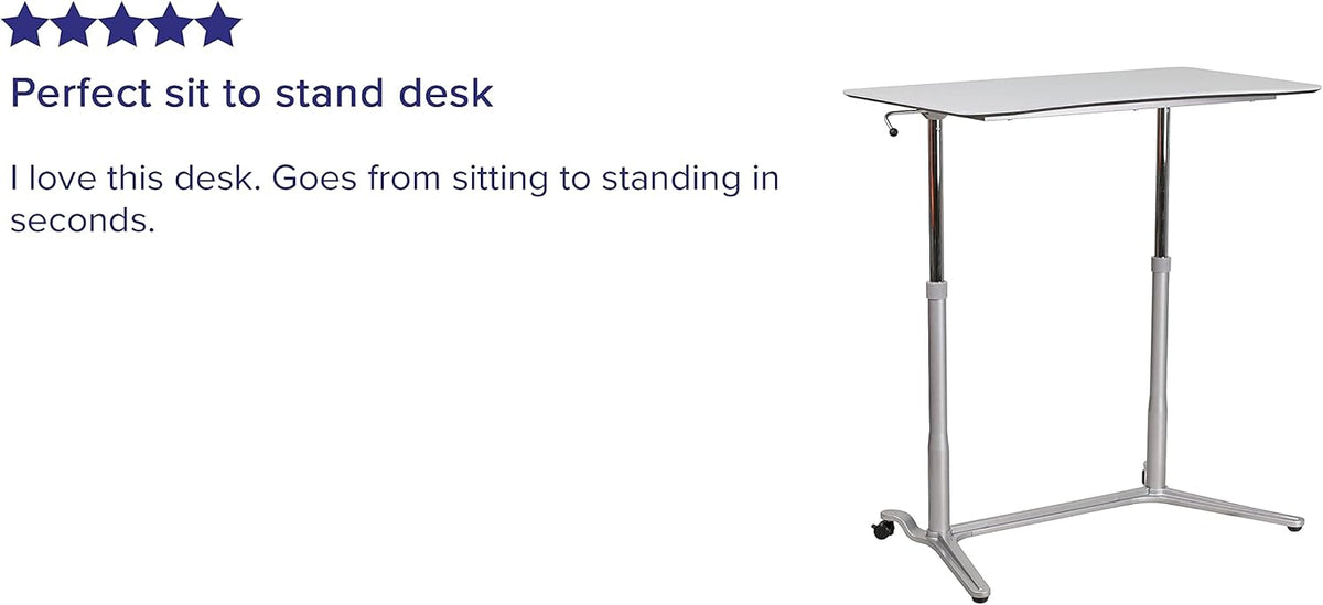 Flash Furniture Computerbureau om op te zitten en staan, ergonomisch, metaal, lichtgrijs, 1 stuk